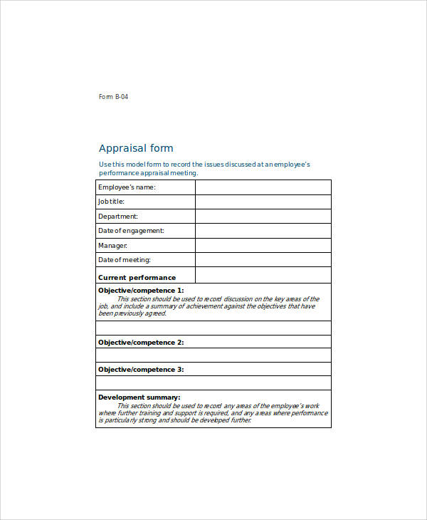 employee appraisal form example