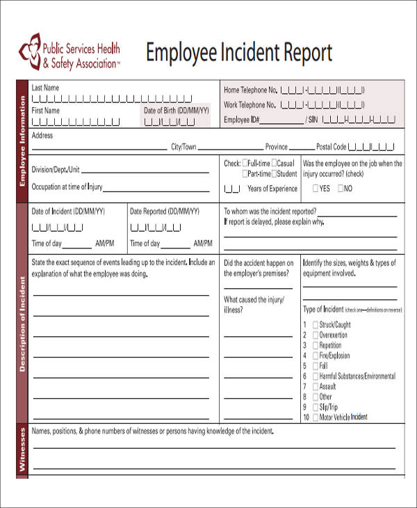 employee incident report in pdf