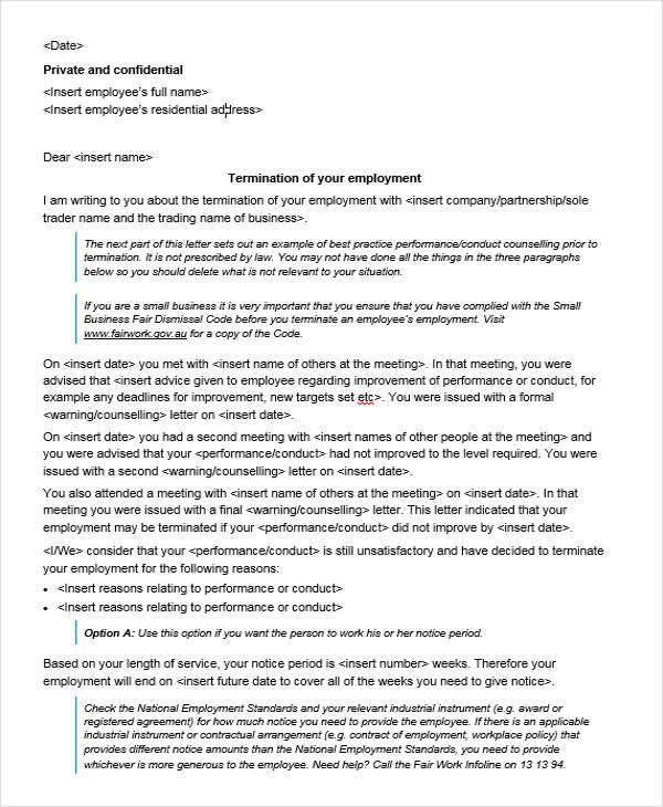 service employee termination letter sample cons pros harris anthony computer letters word slideshare