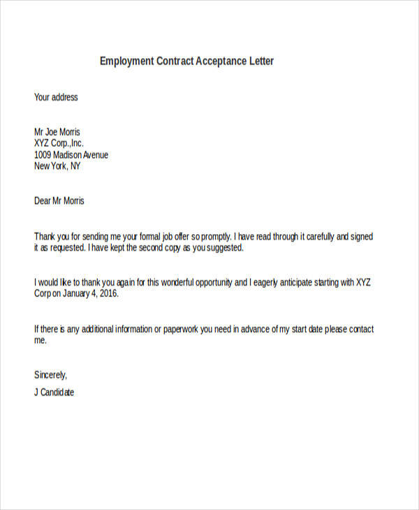 how to reply contract acceptance letter sample