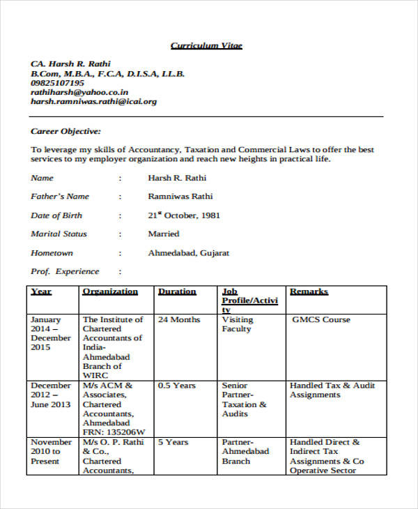 experienced chartered accountant resume2