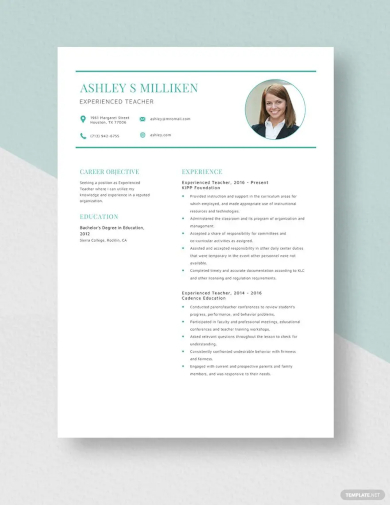 download resume format for teacher in ms word