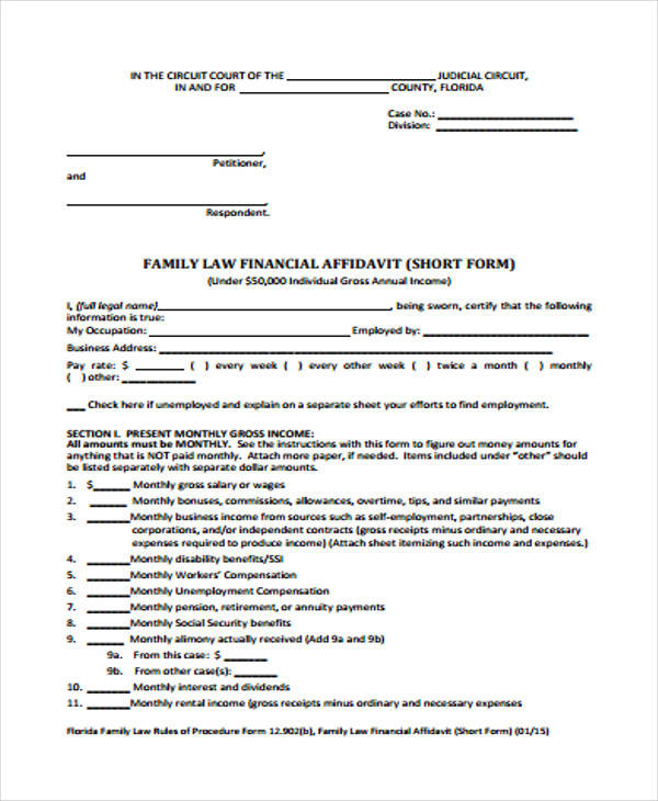 family law financial affidavit form1