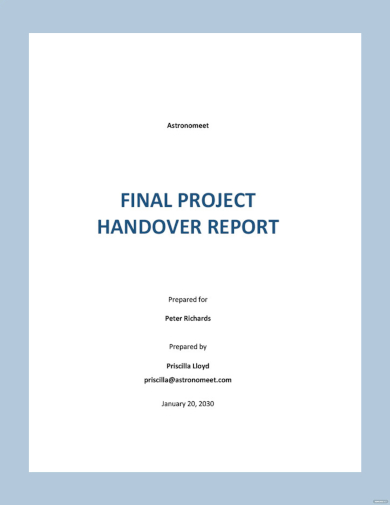 final project handover report template