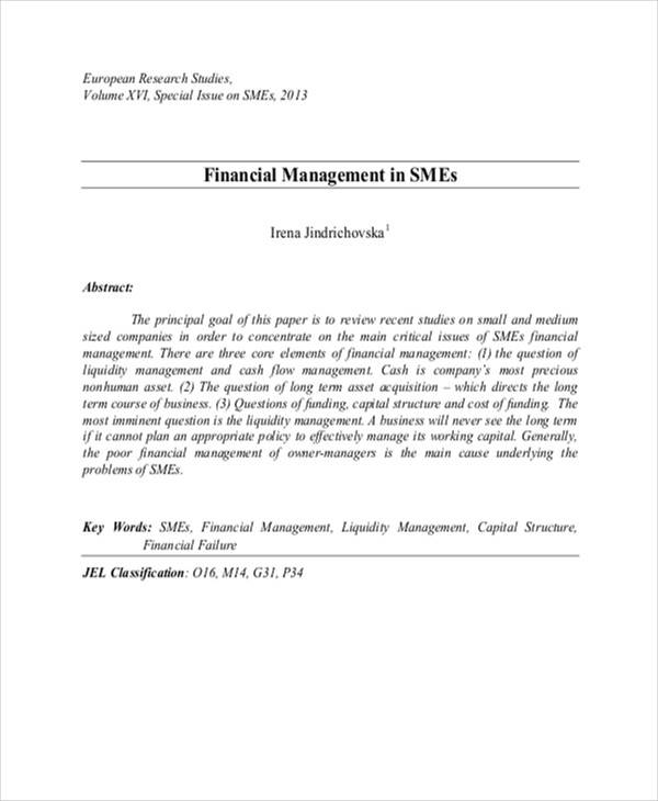 financial management research paper title