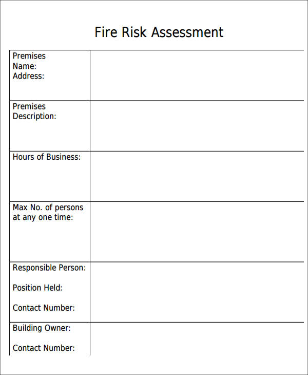 fire risk assessment form