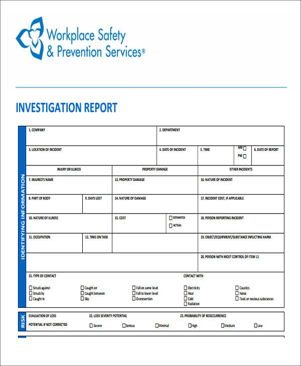 formal incident investigation report