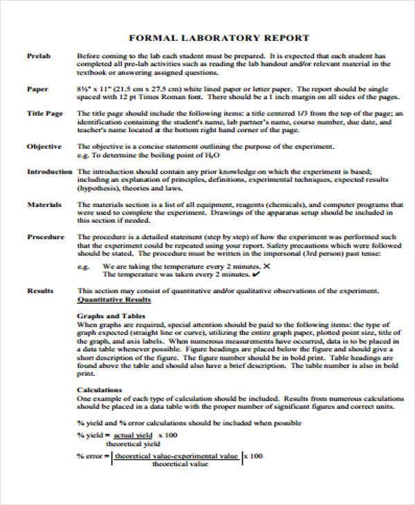 formal lab report