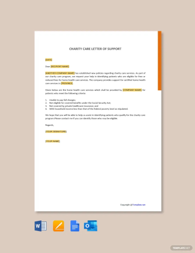free charity care letter of support template