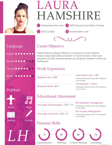 free hotel job resume for fresher template