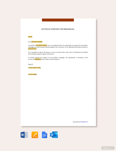 free letter of support for individual template
