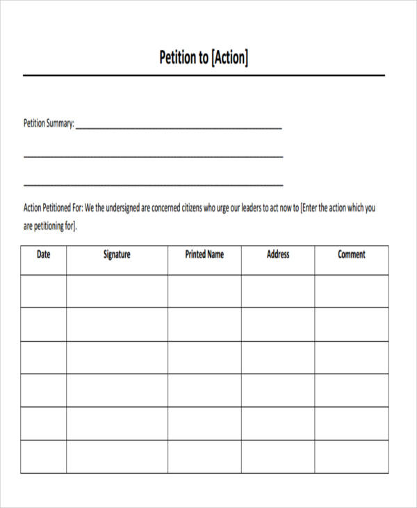 free printable employee petition