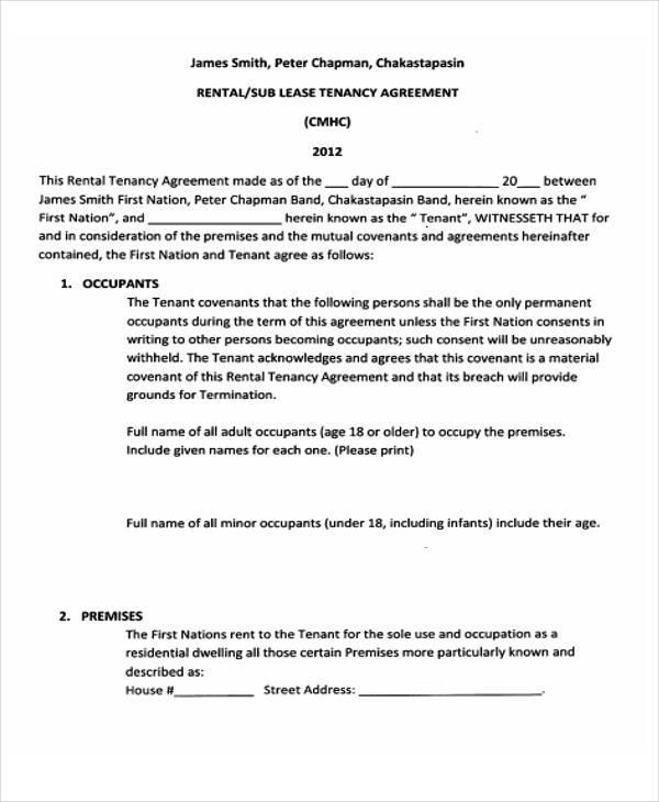 free rental tenancy agreement sample