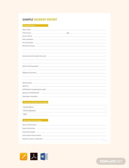 free sample incident report template