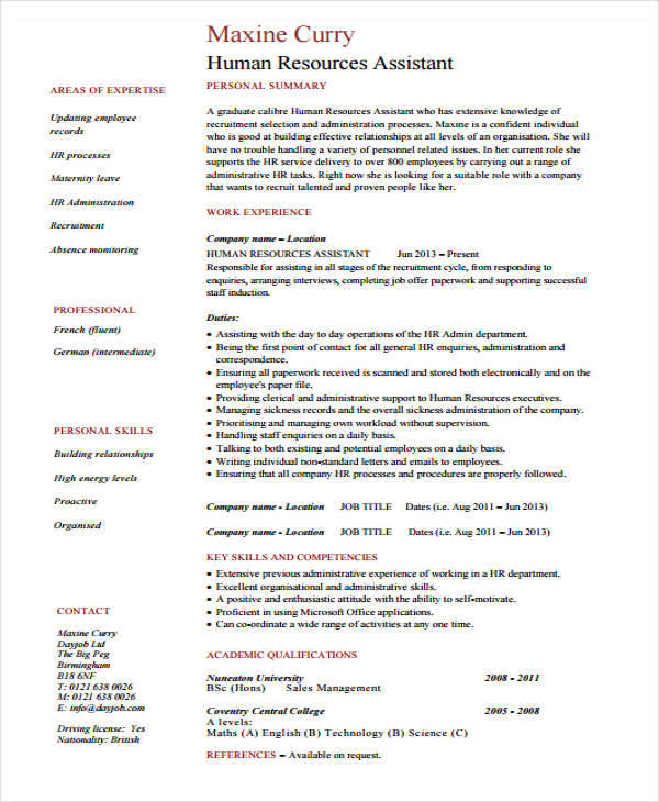 hr executive assistant resume1