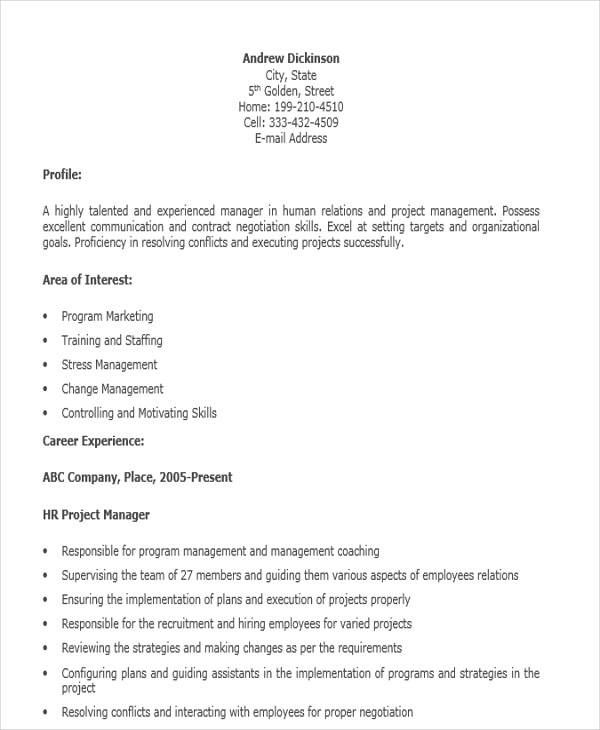 hr project manager