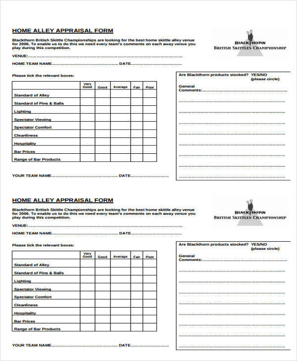 home alley appraisal form