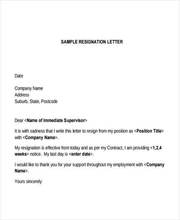 FREE 17+ Company Resignation Letters Samples in PDF, Word, Pages