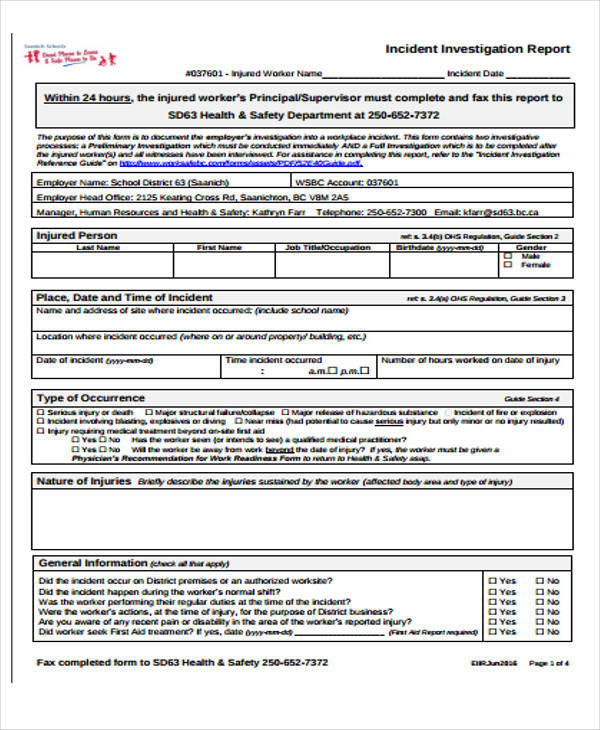 FREE 63 Incident Report Examples In MS Words PDF Pages