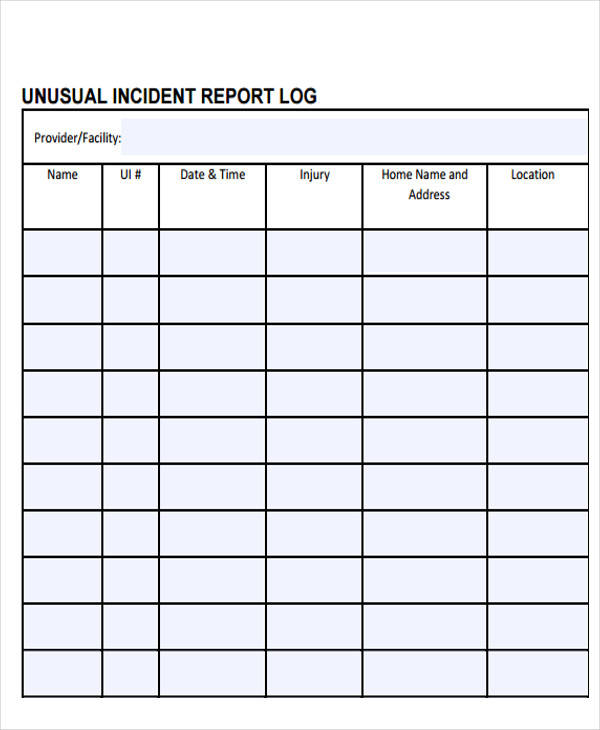 Incident Report Log Template