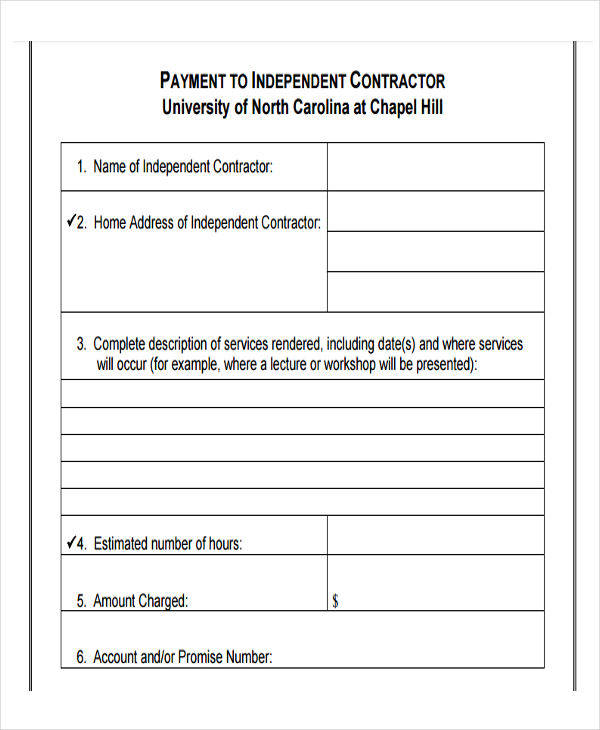 independent contractor payment invoice