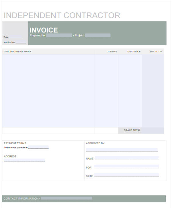 independent contractor invoice template pdf