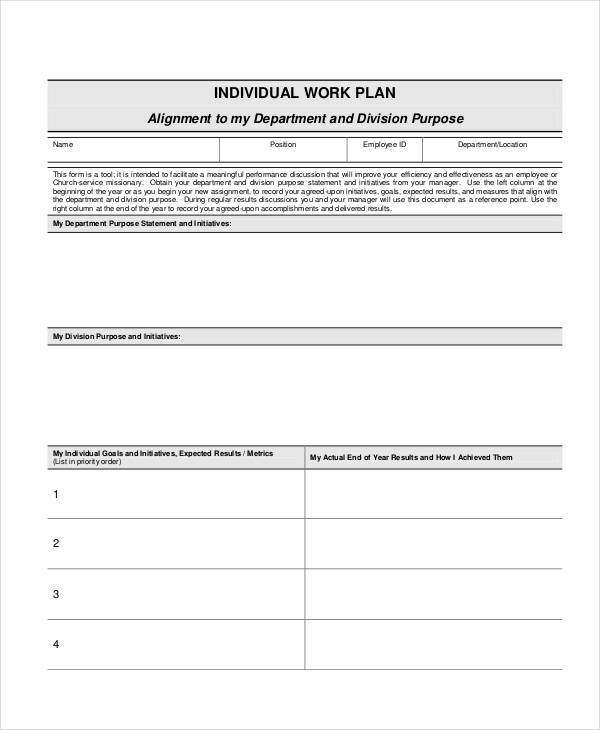 individual work plan eample