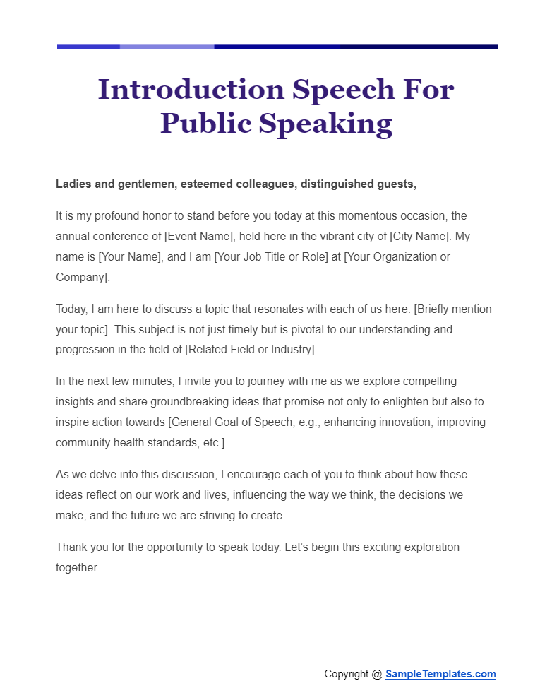 introduction speech for public speaking