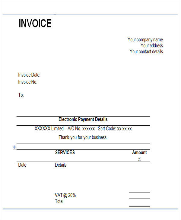 invoice of contractor billing example