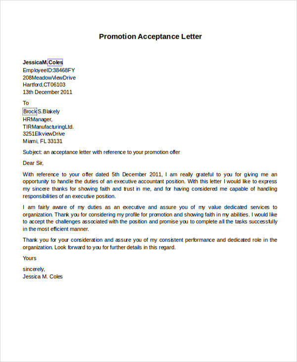 job promotion acceptance letter1