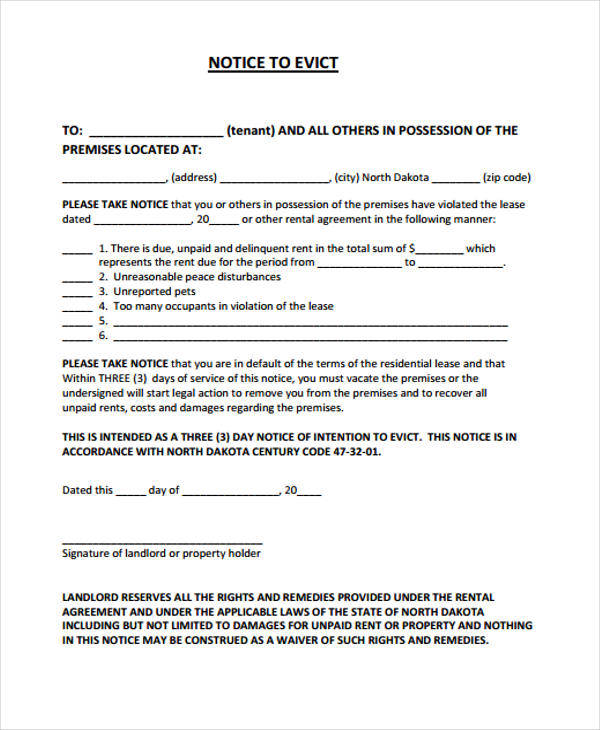 eviction printable sample notice 24 Free Eviction Notices