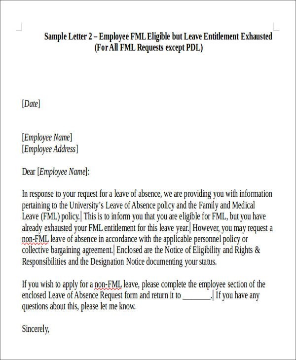 leave request cover letter