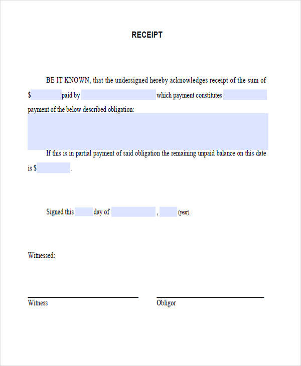 Legal Receipt Of Payment Template PDF Template