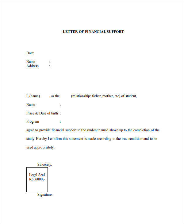 payment means letters of 6 Support of  Samples  22 DOC Letter  PDF,