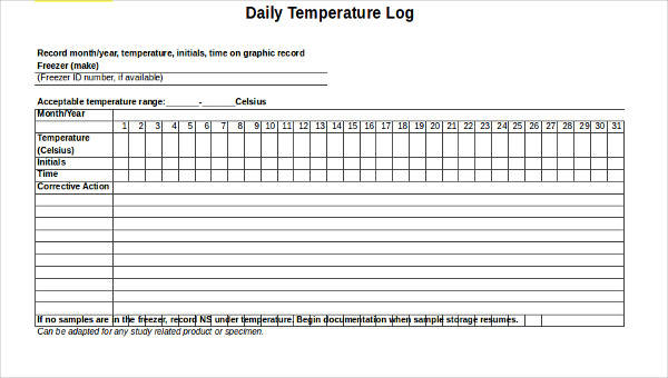 Food Temperature Log Template from images.sampletemplates.com