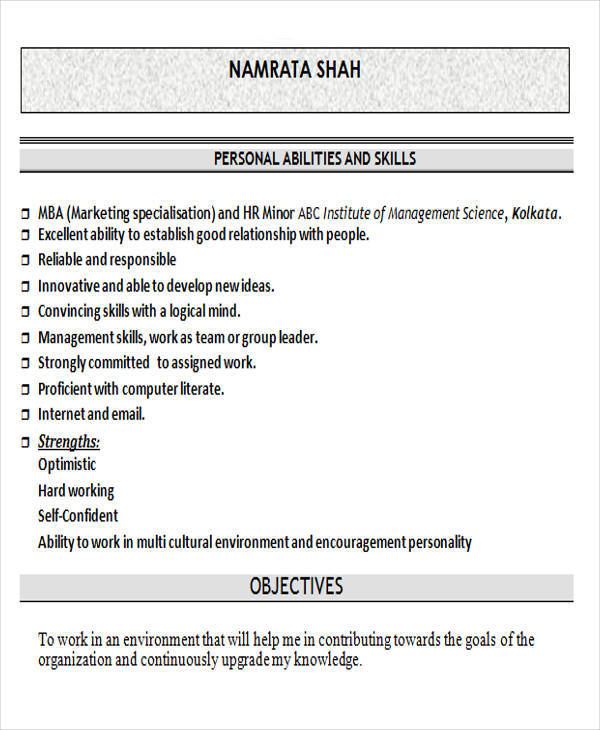 mba marketing fresher resume1