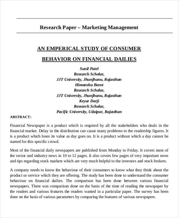 marketing management research papers