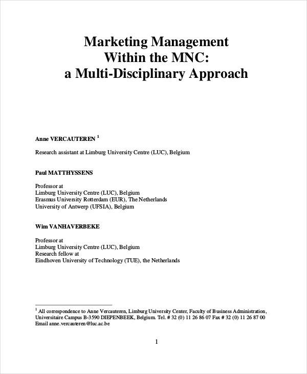 research paper on marketing management pdf