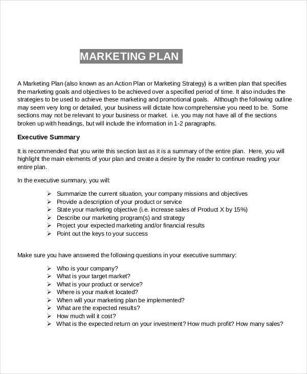 marketing plan research paper