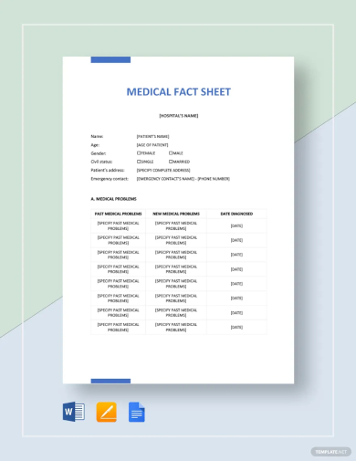 medical fact sheet template