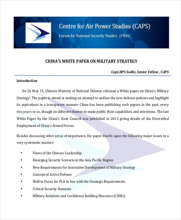 military strategy white paper