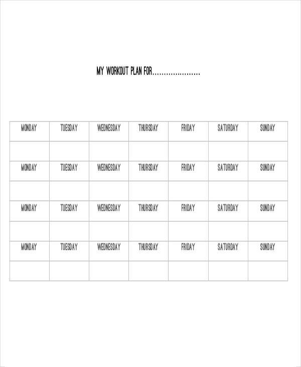 monthly workout plan