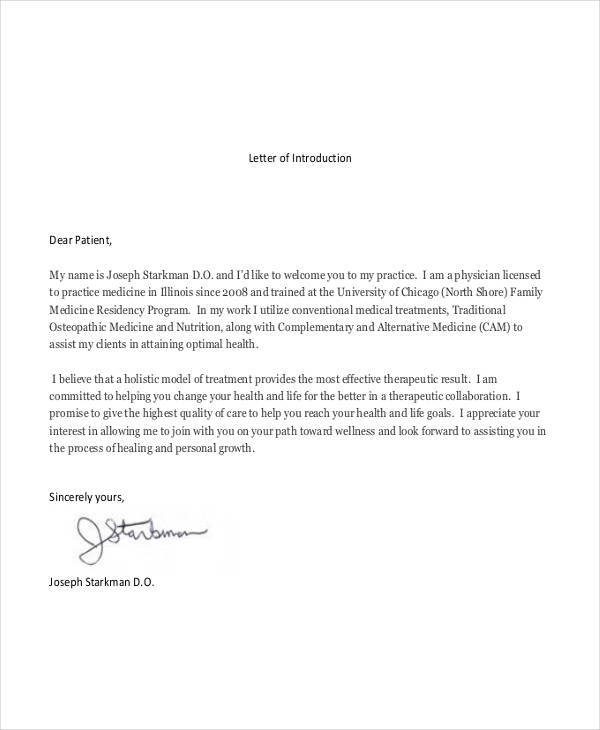 new doctor introduction letter