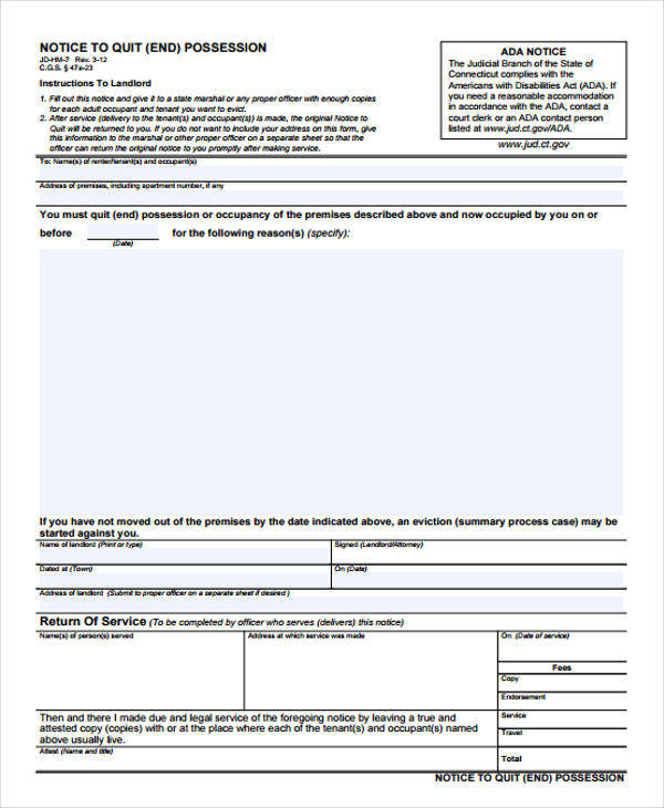 FREE 31+ Eviction Notice Templates in PDF | Google Docs ...