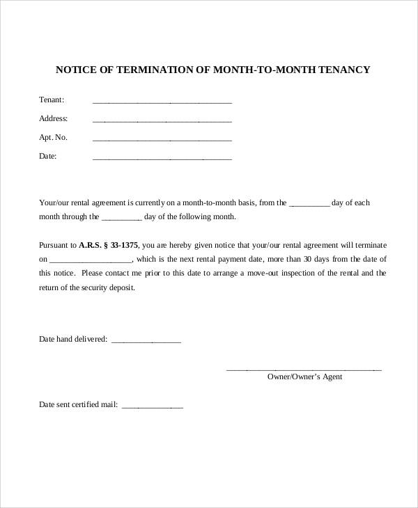 notice of termination action form