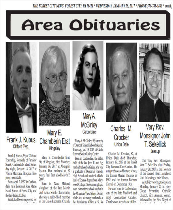 obituary ads in newspaper