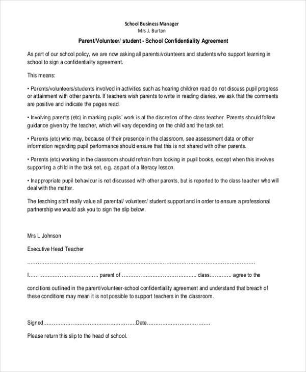 parent volunteer agreement