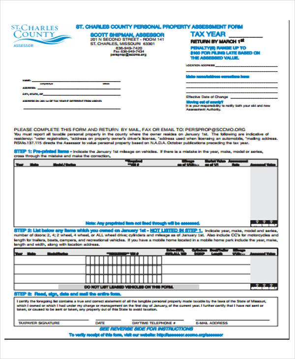 personal property appraisal form