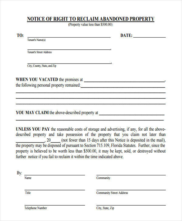 30+ Printable Eviction Notices  Sample Templates