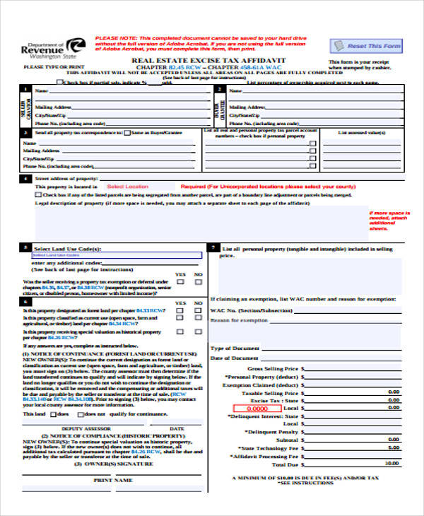 personal property tax affidavit form